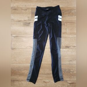 BEBE Sport Mesh Fitness Running Yoga Gym Pants Legging XS Side Pockets